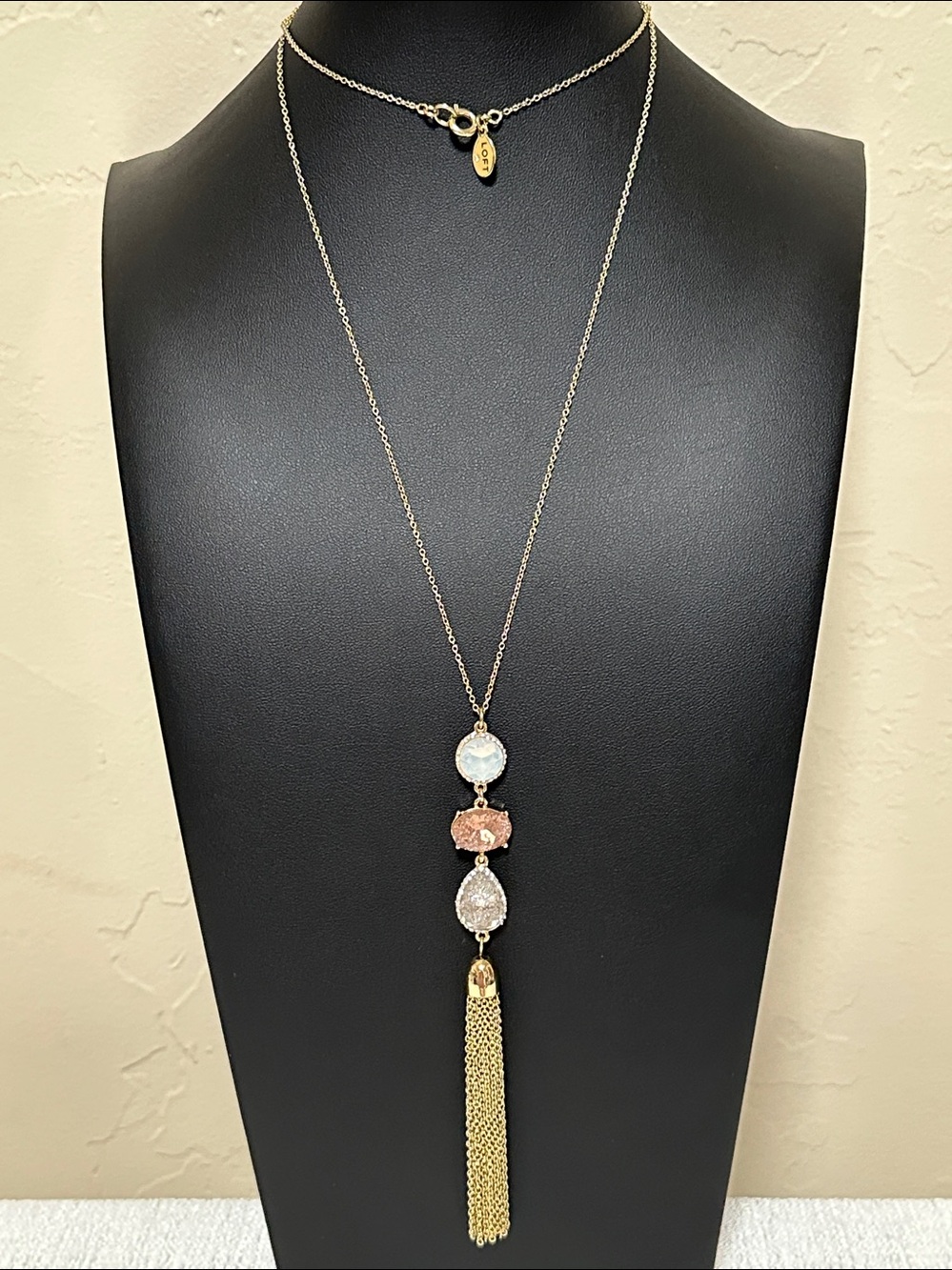 Loft Gold Tone Dainty Chain Long Tassel Necklace